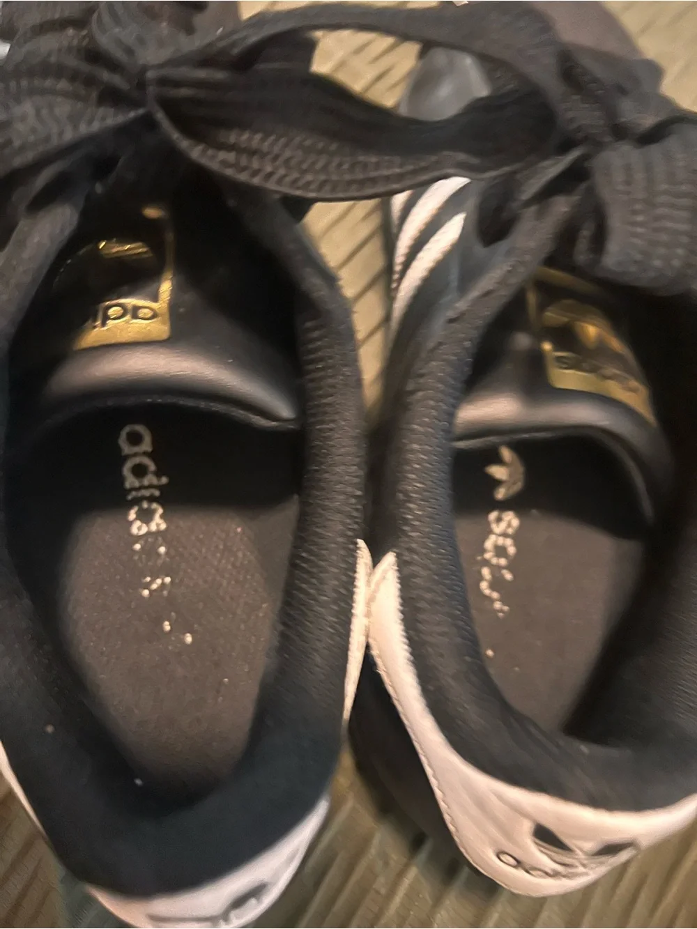 adidas men’s Superstar Sneakers - Black with White Stripes